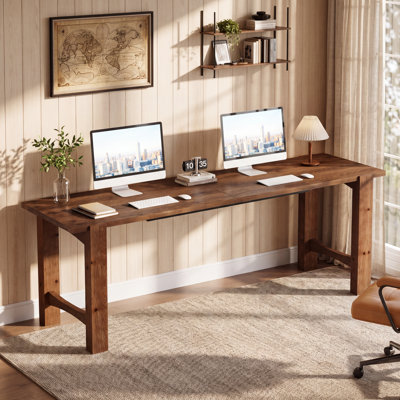 Solid Wood 2 Person Desk, 79" Extra Long Computer Desk
