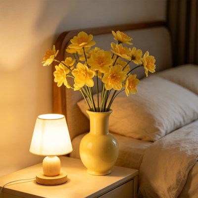 Kondieu fausses fleurs artificielles pour la maison 8 tiges artificielles jonquille nouées à la main bouquet de mariage décoration de la maison et centre de table plantes artificielles vertes