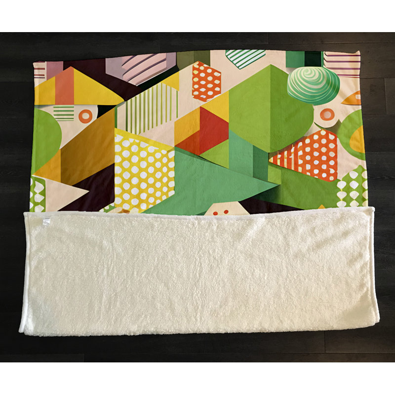 Throw Blanket, 51" W x 60" L, Geometric Shapes/Abstract, Green/Yellow/Orange