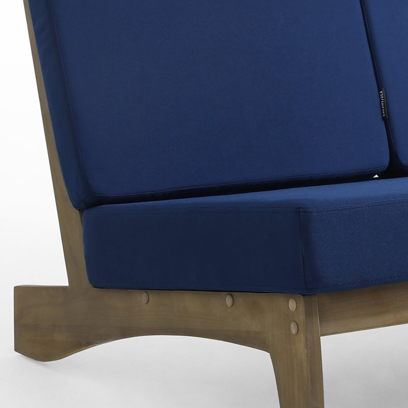 Causeuse d'extérieur avec coussins 43,9 po Polett, Brun, Marine