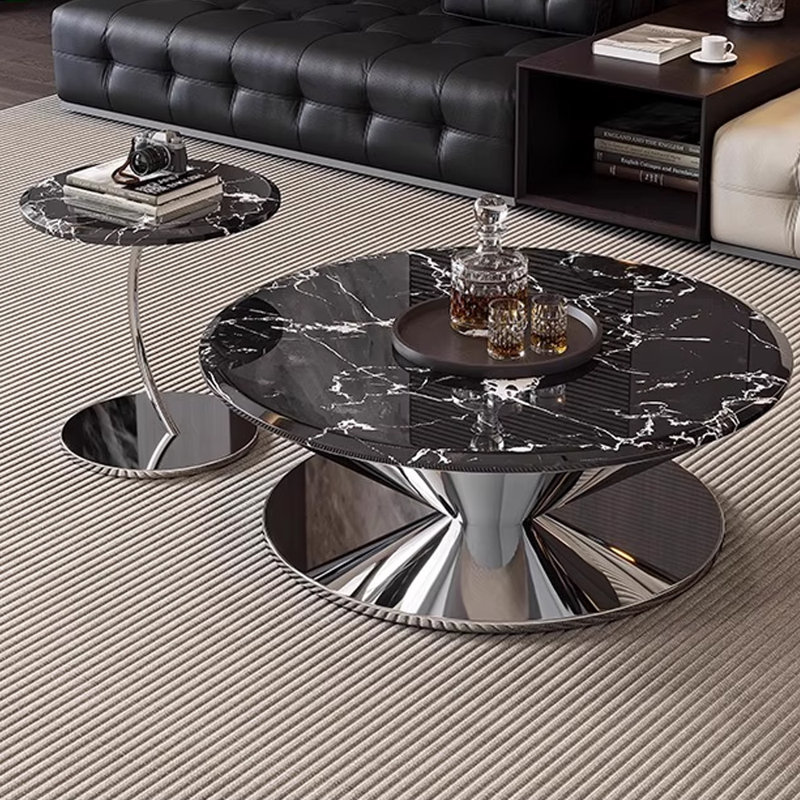 Table basse Minimalist UFO, Noir, H 14,96 po x L 31,49 po x l 31,49 po
