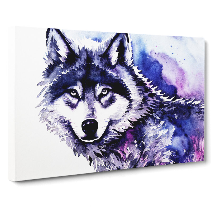 Wolf In Watercolour Abstract - Wrapped Canvas, 40cm H x 60cm W x 3cm D