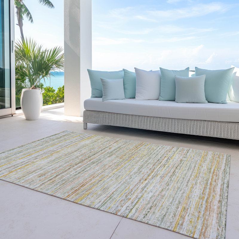 Tapis vert lavable intérieur / extérieur Zephyna , 5' x 7'6"
