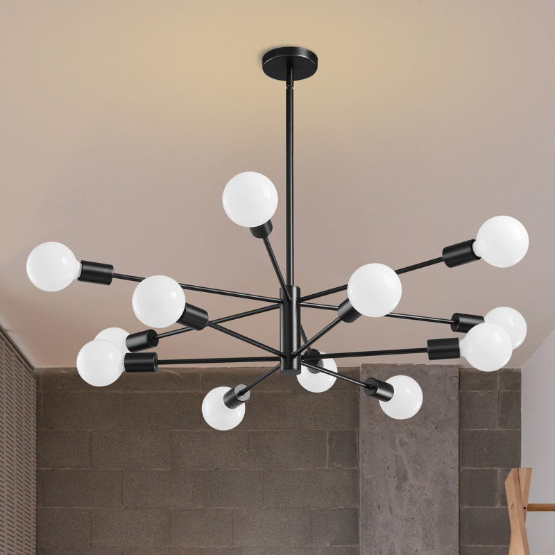 Vearl Modern Linear Chandelier, Black