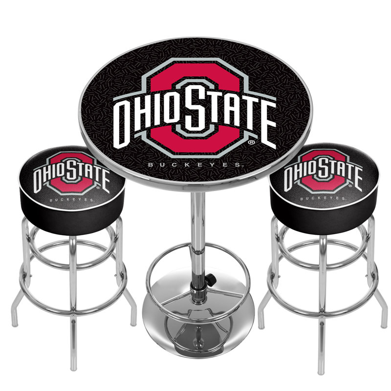 NCAA Round Metal Base Dining Table, Ohio State University