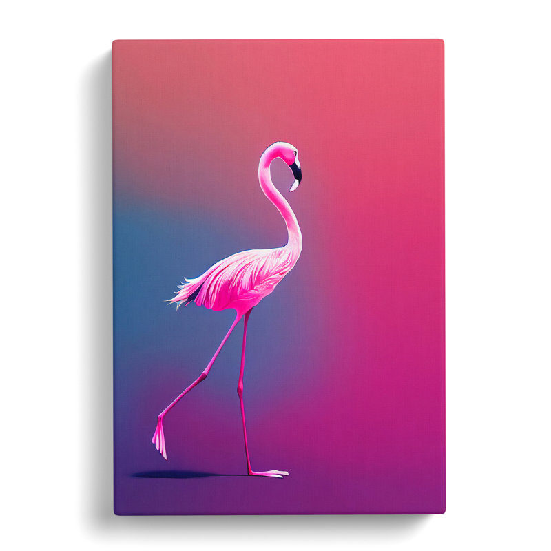 Strolling Flamingo - Wrapped Canvas, 50cm H x 35cm W x 3cm D
