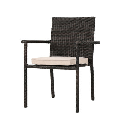 Chaises de salle à manger empilables en fer brun pe, 2 pièces, résistantes aux intempéries, 26,25 po de profondeur, sans fauteuils d'assemblage et en fer, empilables, H 35,25 po