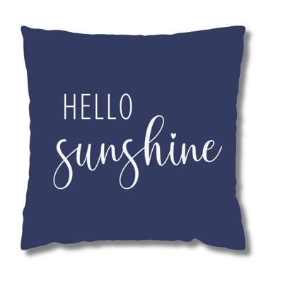 Hello Sunshine - Decorative Pillow With Typography Text Indoor / Outdoor Cushion