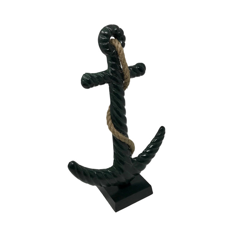 Figurine ancre d’aluminium moulé Burgoyne, Patine Verdi / noir