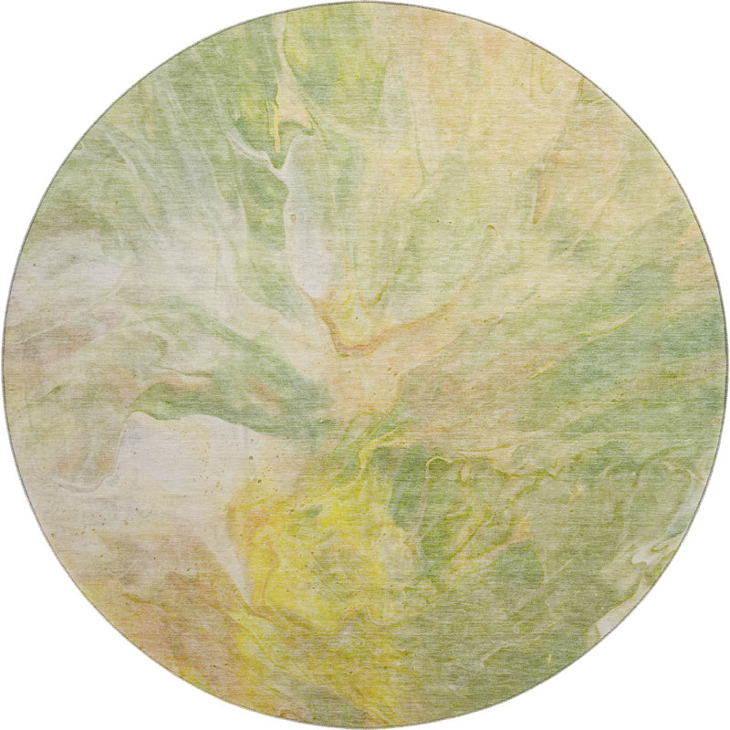 Premium Machine Washable Cerrito Green Rug, Round 8'