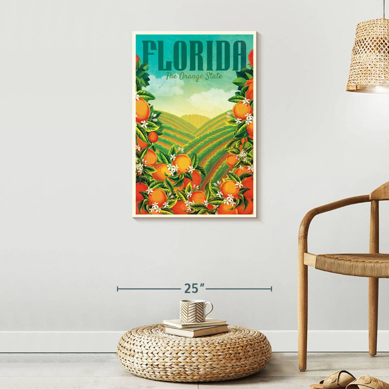 Florida the Orange State - Reproduction sur toile tendue, H 30 po x l 20 po x P 1,25 po