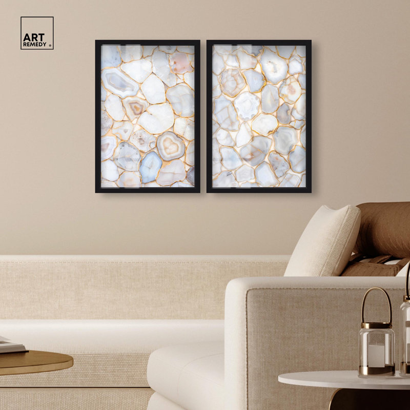 Ensemble 2 panneaux Luxe Harmony Gold Art , Noir, H 25 po x l 17 po