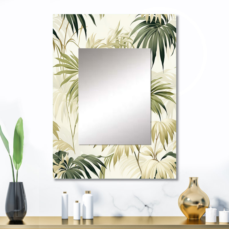 Lucasville Palm Impression Tropical Pattern - tropical  Unique Wall Mirror, Botanical, Floral Mirror, Printed Metal Art