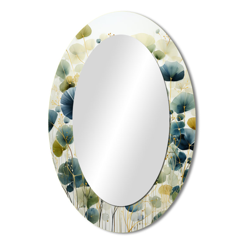 Élégance botanique bleue et bleue - miroir ovale bleu, 36 po x 24 po
