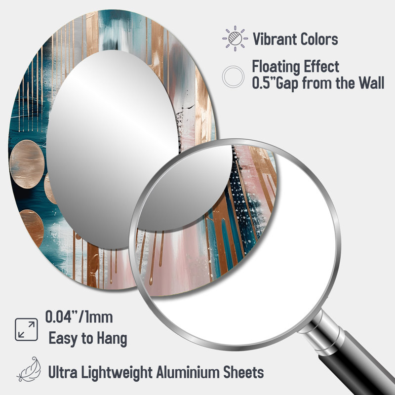 Soft Colors Shapes And Lines Marble IV - Modern Oval Wall Mirror, 40" x 30"