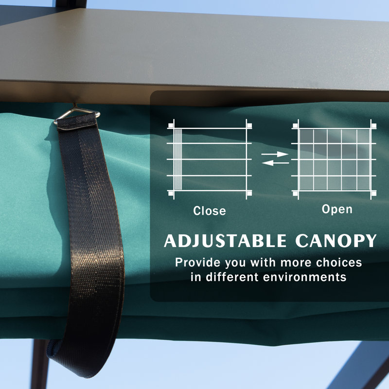 Morgan Outdoor 10 ft. x 13 ft. Pergola with Blue Retractable Sun Shade Canopy