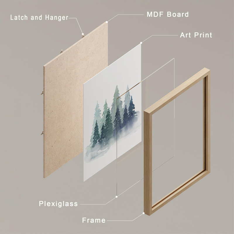 «Pastel Christmas Reindeer Deer Moose Forest», reproduction d'art encadrée sur papier 4 pièces, Naturel, H 14 po x l 11 po