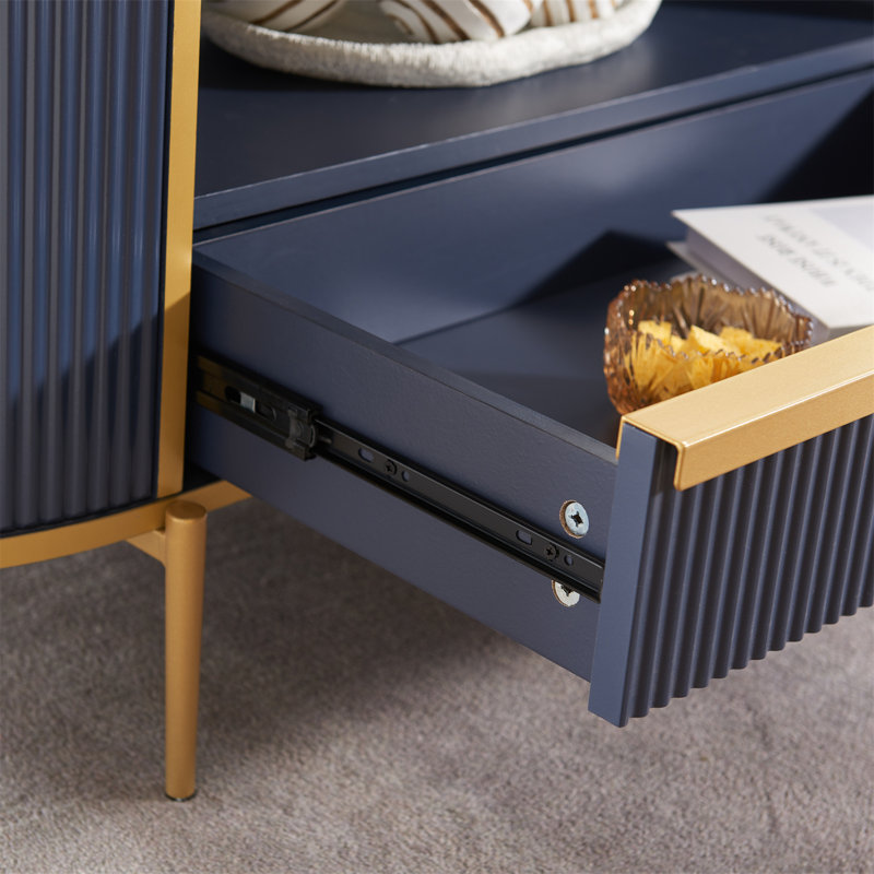 Table basse ovale avec rangement Roseellen, Noir, Bleu foncé
