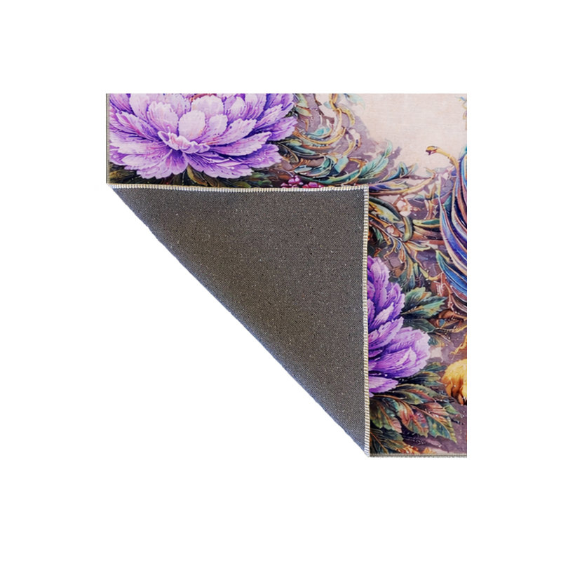 Tapis vert tissé à motif floral lavable Mosso, 2' x 2'11"