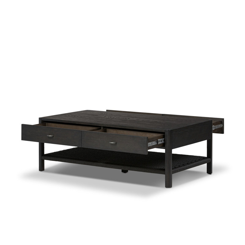 Zuma Solid Wood Coffee Table, Smoked Black Ash