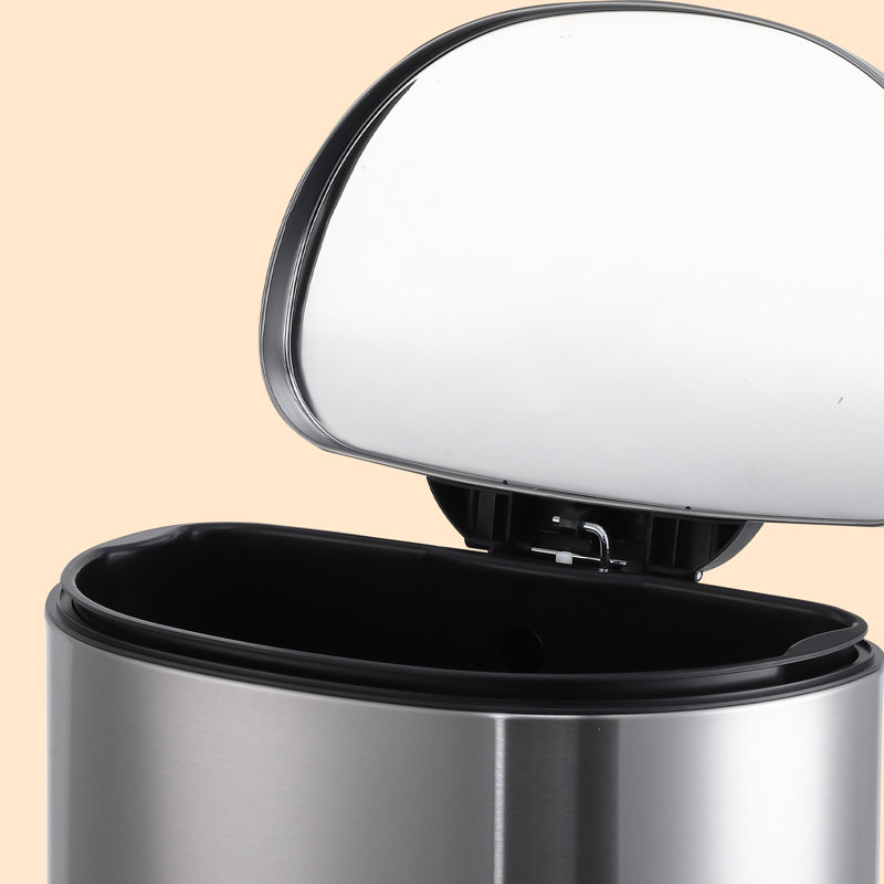 Poubelle de 50 litres, bac à déchets à pédale avec couvercle à fermeture douce, poubelle en acier inoxydable brossé anti-traces de doigts avec seau intérieur amovible pour la cuisine, la salle de bain et la salle à manger.