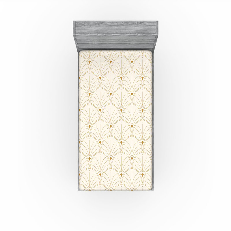 Drap-housse géométrique, Drap-housse simple TG, Eggshell/Sand Brown