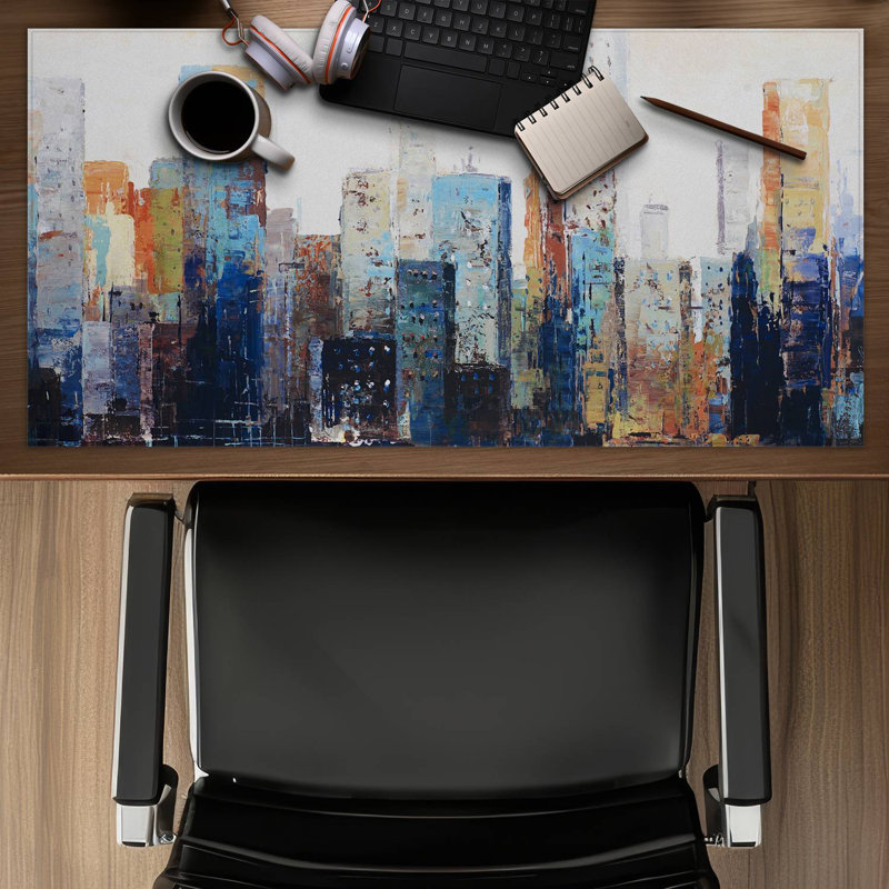 Texturized abstract city - 15.75"x31.50" Desk mat