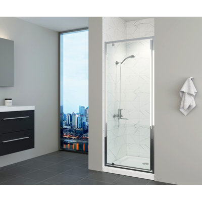 Selena 28'' - 29'' W x 70'' H Pivot Framed Shower Door with Clear Glass