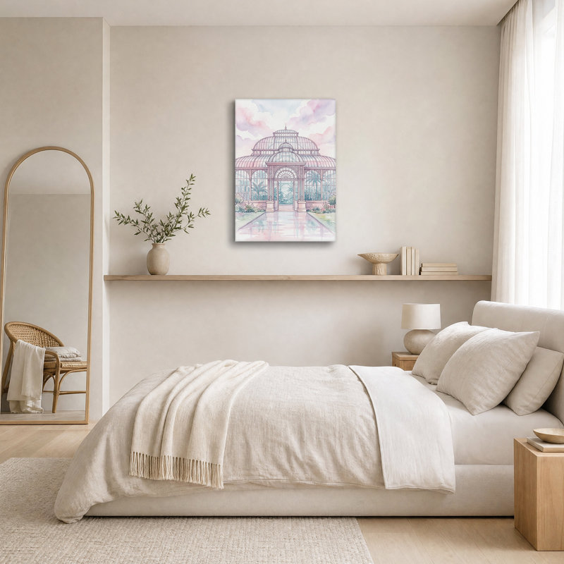 Art mural sur toile avec serre en verre aquarelle, H 18 po x l 12 po