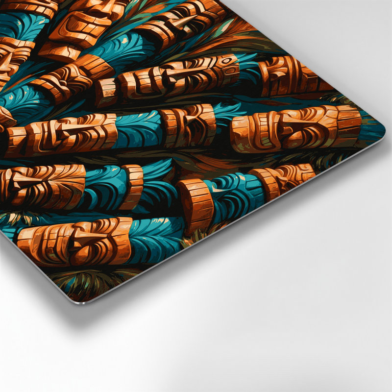 Tiki hawaïen, art mural brun en métal, H 20 po x l 24 po