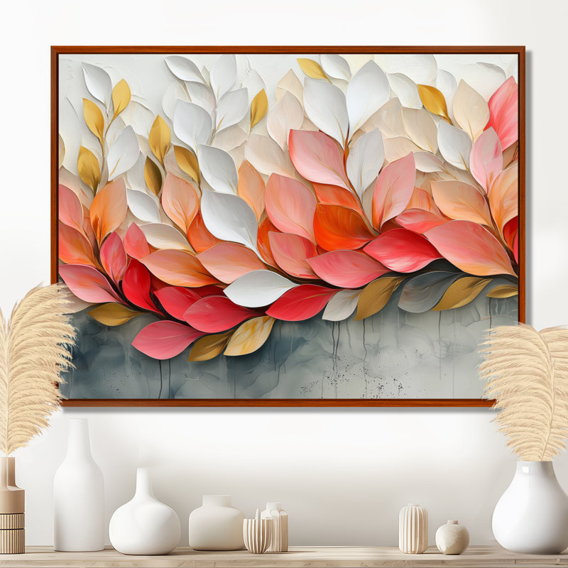 Velours rose, pétale de la nature dans le vent - fleurs abstraites, art mural, Brun, Impression encadrée flottante