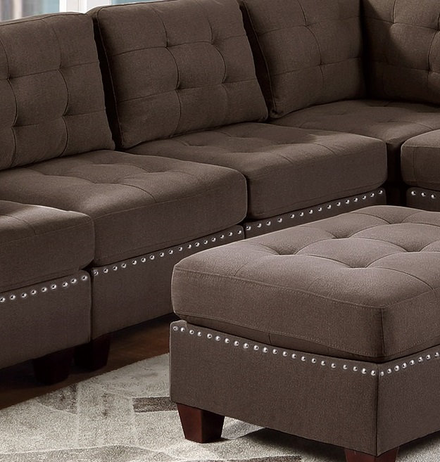 Meuble de salon capitonné sans accoudoirs 1pc, Brun