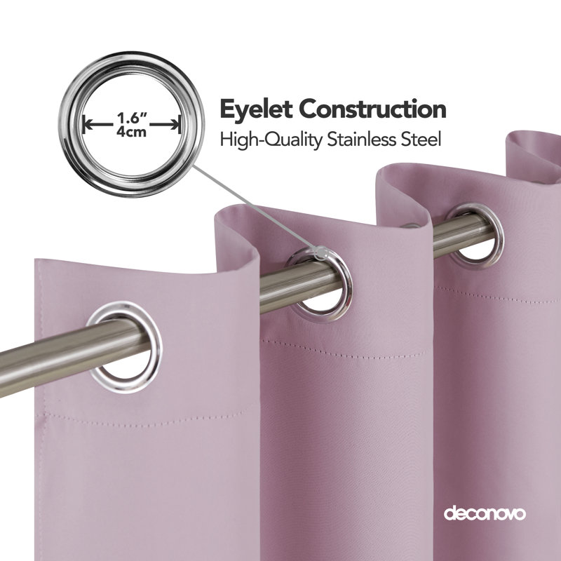 Blackout Curtain Single Panel, Width 117 x Drop 138 cm, Pink Lavender