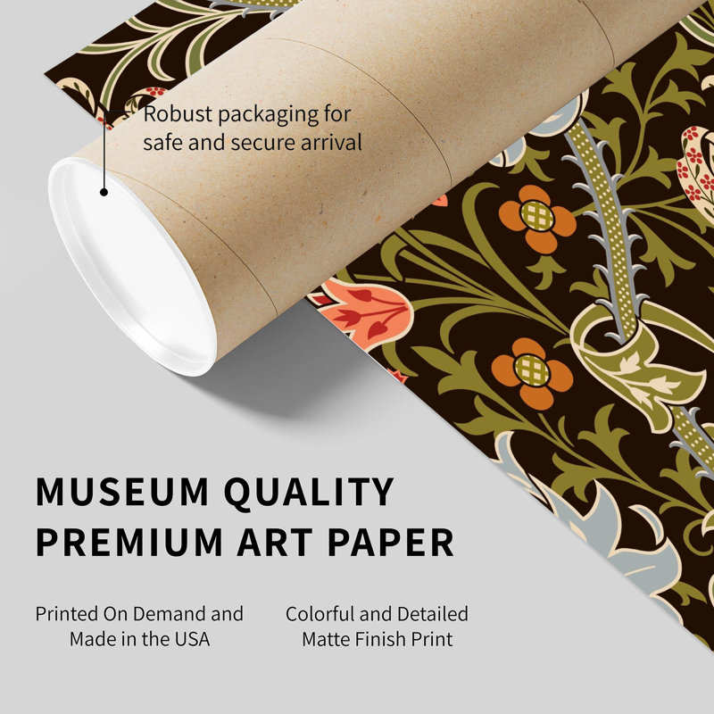 «Botanical William Morris Style», reproduction d'art classique sans cadre IV, H 20 po x l 20 po
