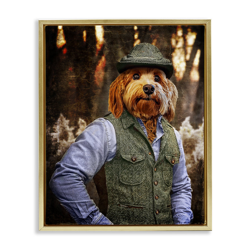 Art mural sur toile Terrier Dog Classic par Karen Burke, Cadre flottant noir de jais, H 21 po x l 17 po