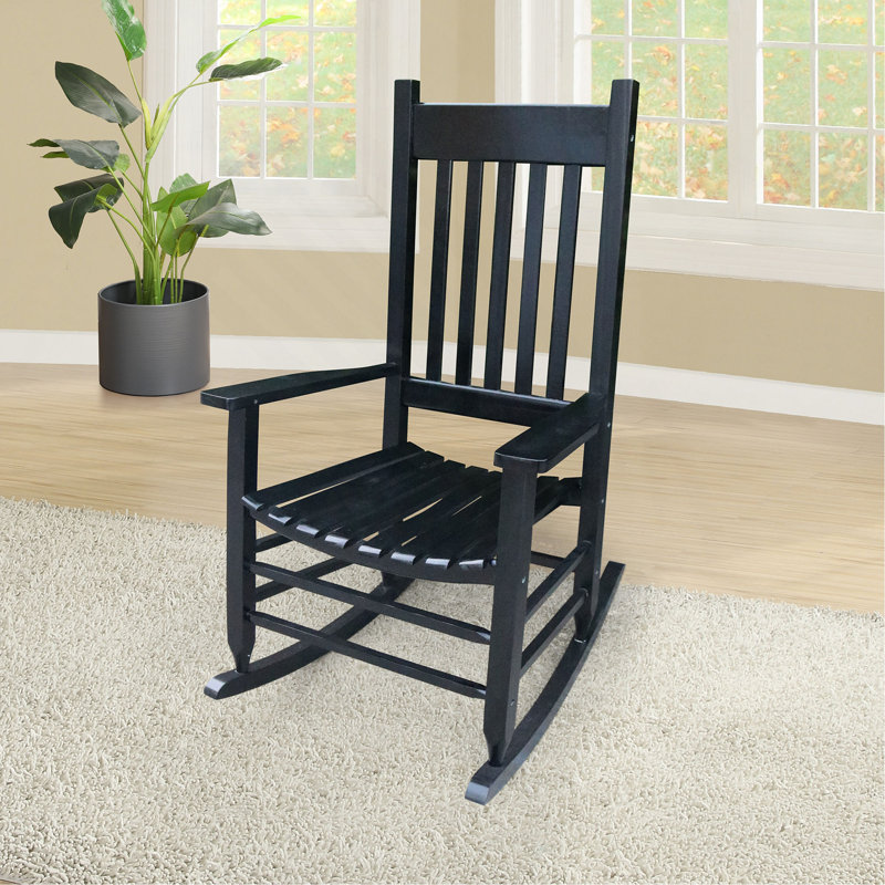 Chaise berçante en bois sans tapis, Noir