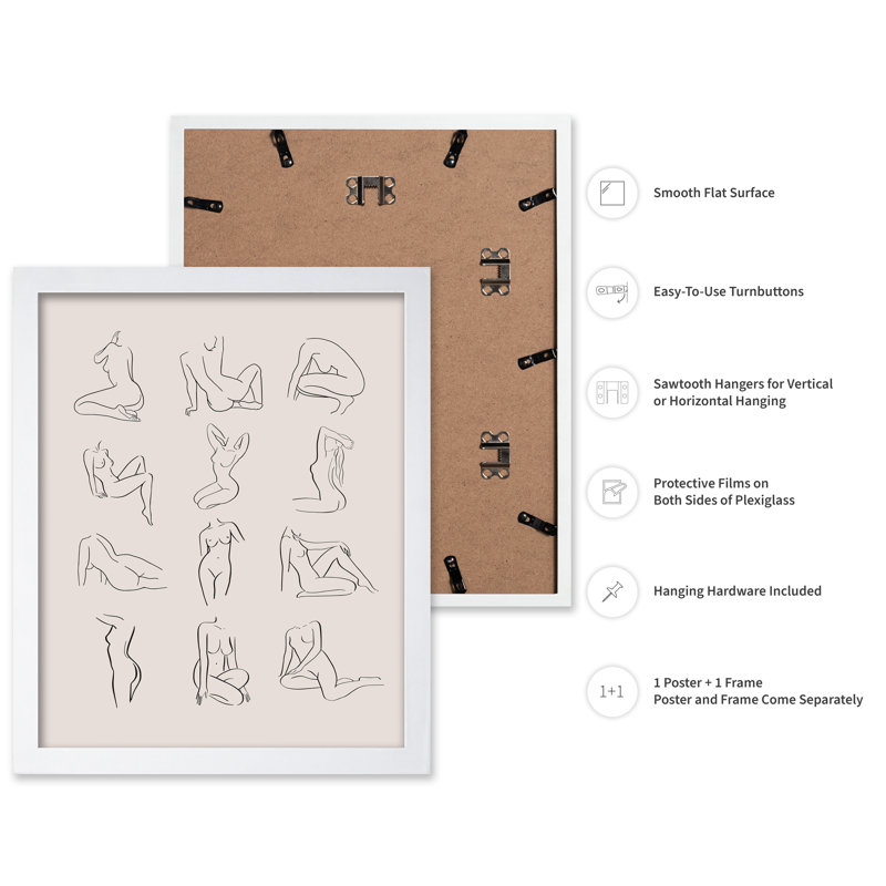 Croquis de femmes nues, Poster, 24"H x 32"W, White Framed