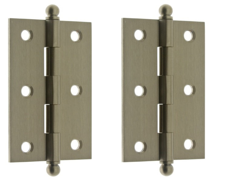 Solid Brass Cabinet Hinge, 2.5'' H x 1.7'' W x 4.25'' D, Satin Nickel