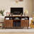 Angela TV Console & Record Player Stand with Charging Station, Entertainment Center with Vinyl Record Storage, TV Stand for Living Room/Bedroom