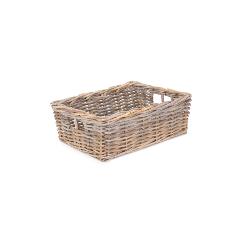 Rattan Shallow Storage Basket, 17cm H x 46cm W x 35cm D