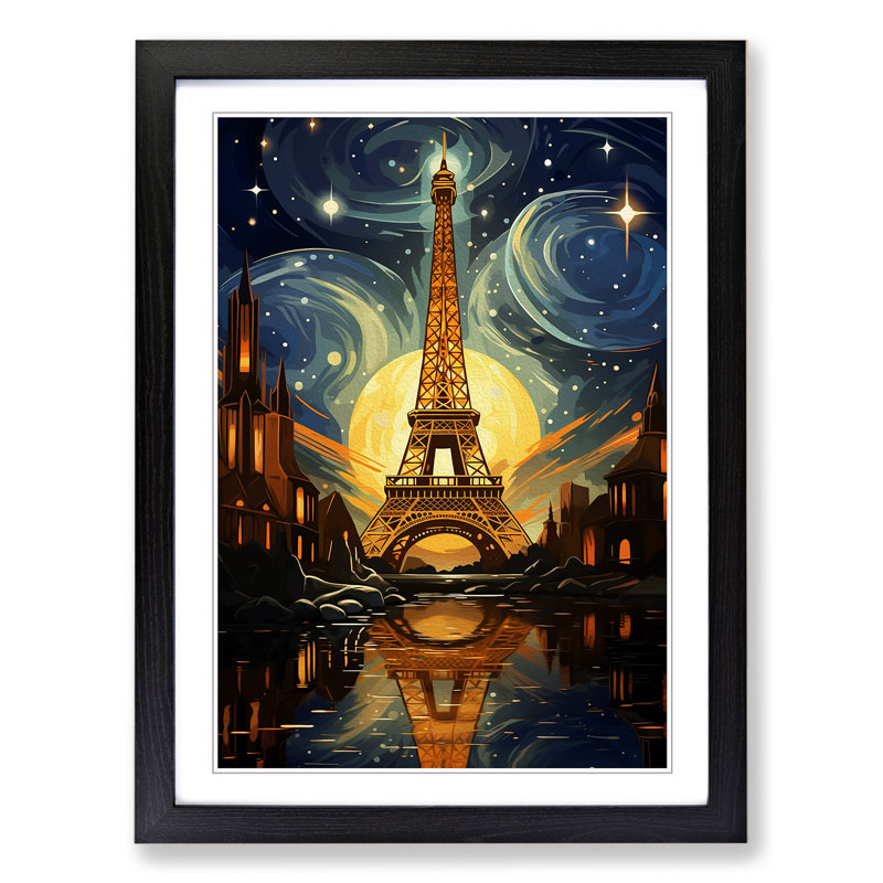 Eiffel Tower Art Deco - Framed Print, Black, 34" H x 25" W x 2" D