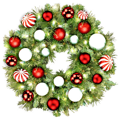 Faux Lighted Pine 24'' Wreath
