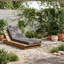 Chaise longue d'extérieur réglable en bois avec coussin à trois volets-143051301
