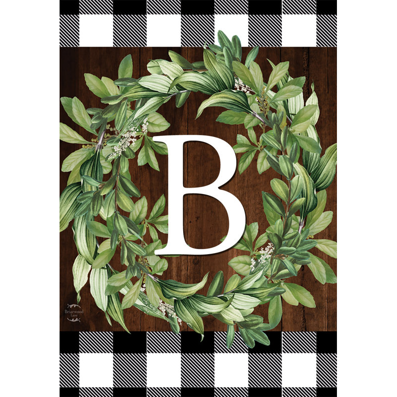Wreath Monogram B Garden Flag