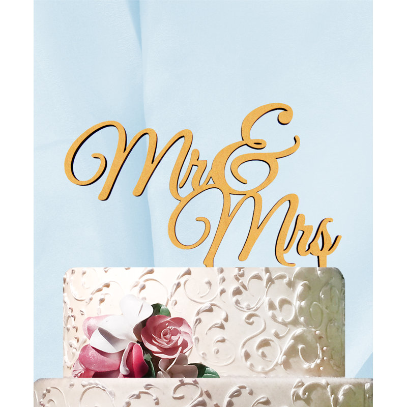 Mr And Mrs Wood Cake Topper