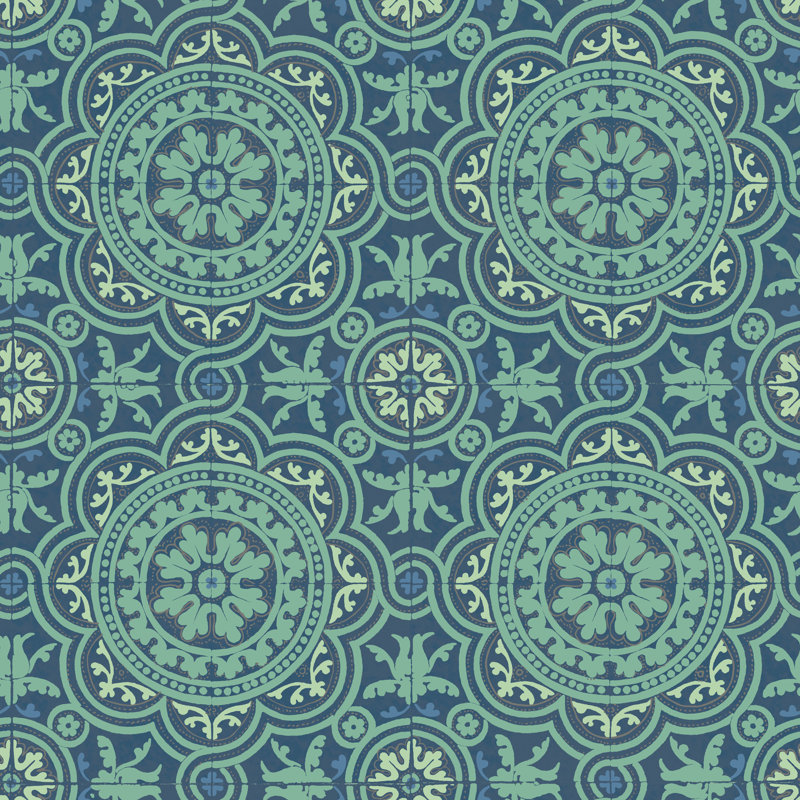Albemarle Piccadilly Geometric Wallpaper Roll, Teal/Gold