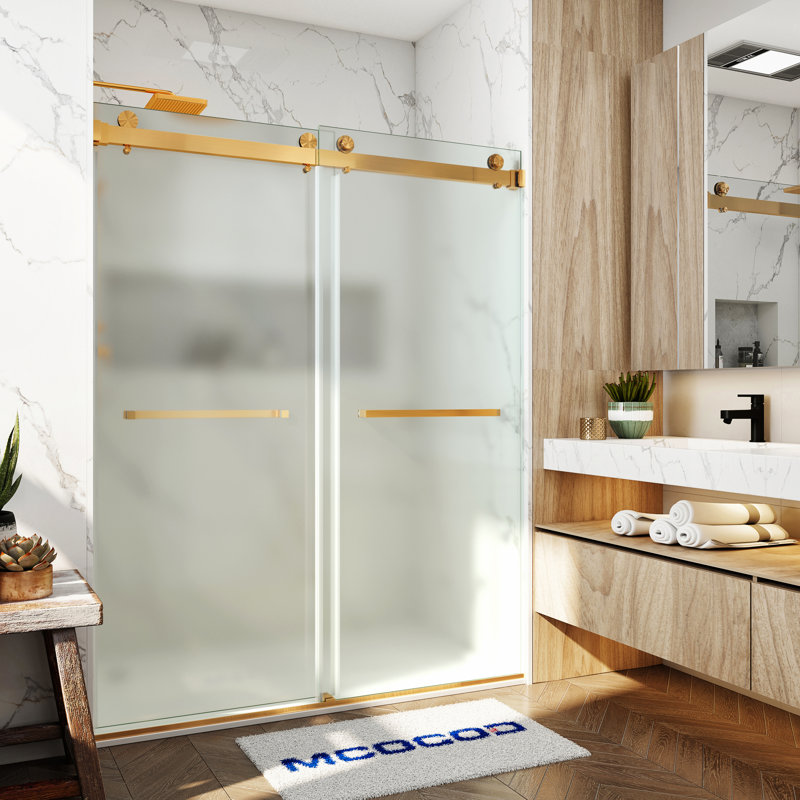 Opal Mirage MCOCOD 56-61"W x 76"H Double Sliding Frameless Smooth Sliding Shower Door with 3/8"(10mm)Frosted Glass
