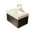 Comptoir en pierre frittée de 76 cm (30 po) avec lavabo encastré en céramique, trois trous prépercés pour robinetterie, poids de 21,7 kg (47,94 lb), hauteur de 21,2 cm (8,35 po), profondeur de 74,4 cm (29,3 po), largeur de 46,7 cm (18,4 po), couleur beige, profondeur et poids standard