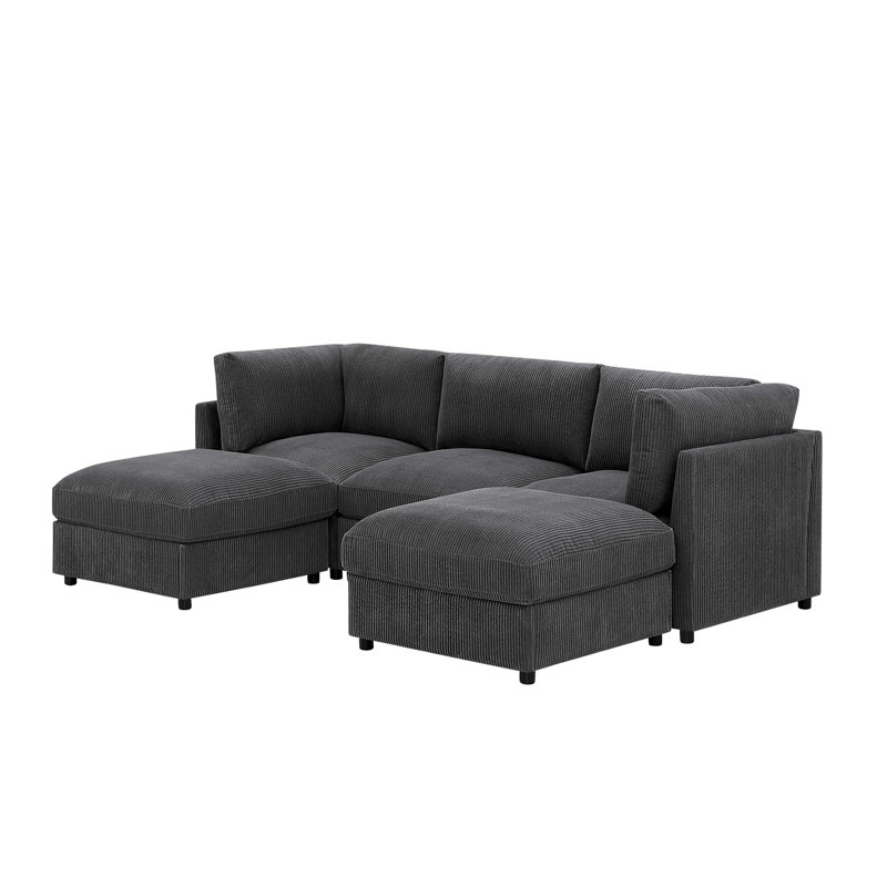 Canapé modulaire Foxbridge, Velours côtelé gris minuit