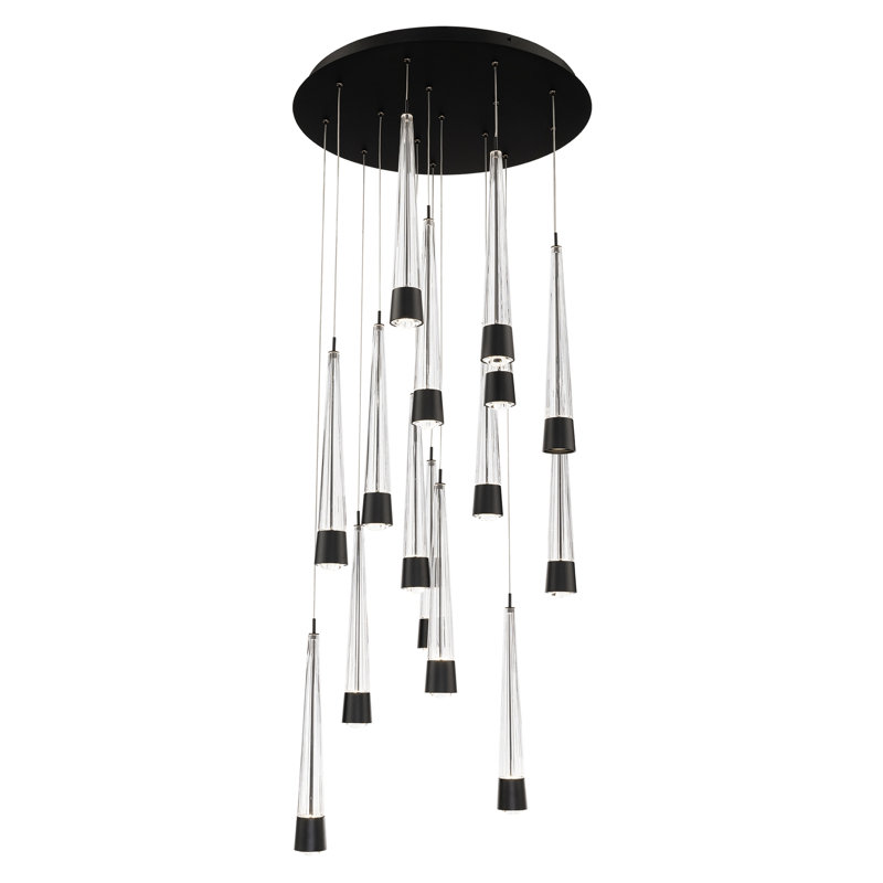 Luminaire suspendu grappe 15 lumières à DEL Quill, Noir